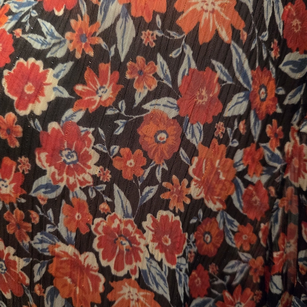 Torrid Lurex Chiffon Tie Front Maxi Floral Top Top Duster Kimono 2 2X  Festival - Picture 9 of 9